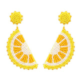Handmade Seed Beads Fruit Lemon Drop Earrings