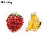 Cute Red Crystal Strawberry And Yellow Enamel Banana