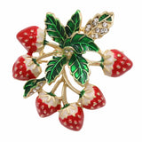 Enamel Strawberry Bouquet Brooch