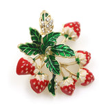 Enamel Strawberry Bouquet Brooch