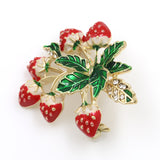 Enamel Strawberry Bouquet Brooch