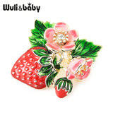 Trendy Red Strawberry Enamel Brooches