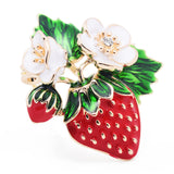 Trendy Red Strawberry Enamel Brooches