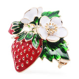 Trendy Red Strawberry Enamel Brooches