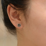 1pair Square Vegetarian Studs Earrings