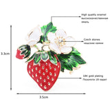 Trendy Red Strawberry Enamel Brooches